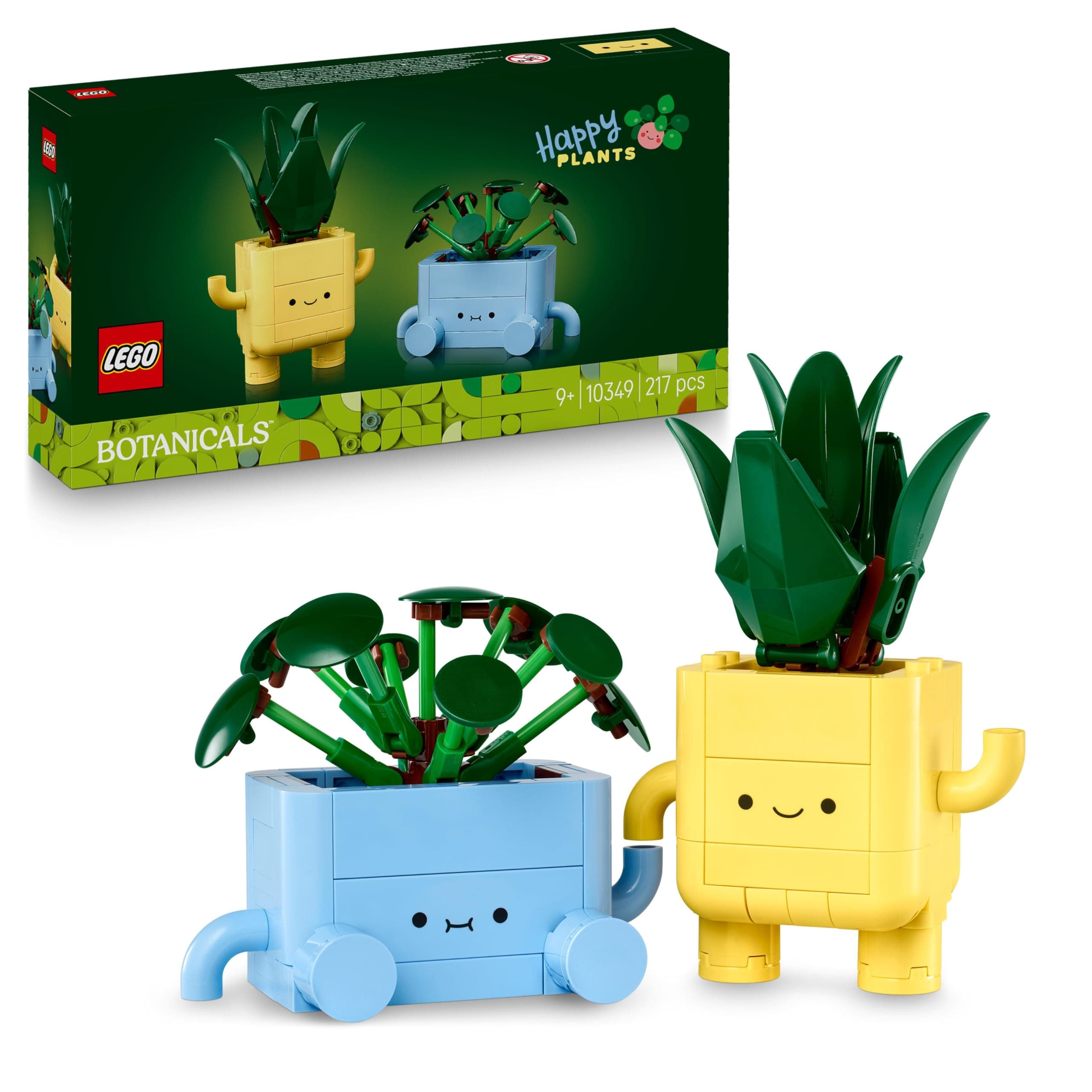 LEGO Botanicals Happy Plants Toy - Crafts Kit for Kids incl. 2 Artificial Plants with 2 Colourful Flower Pots & Interchangeable Cartoon Faces - Nature Gifts for 9+ Year Old Girls & Teens - 10349