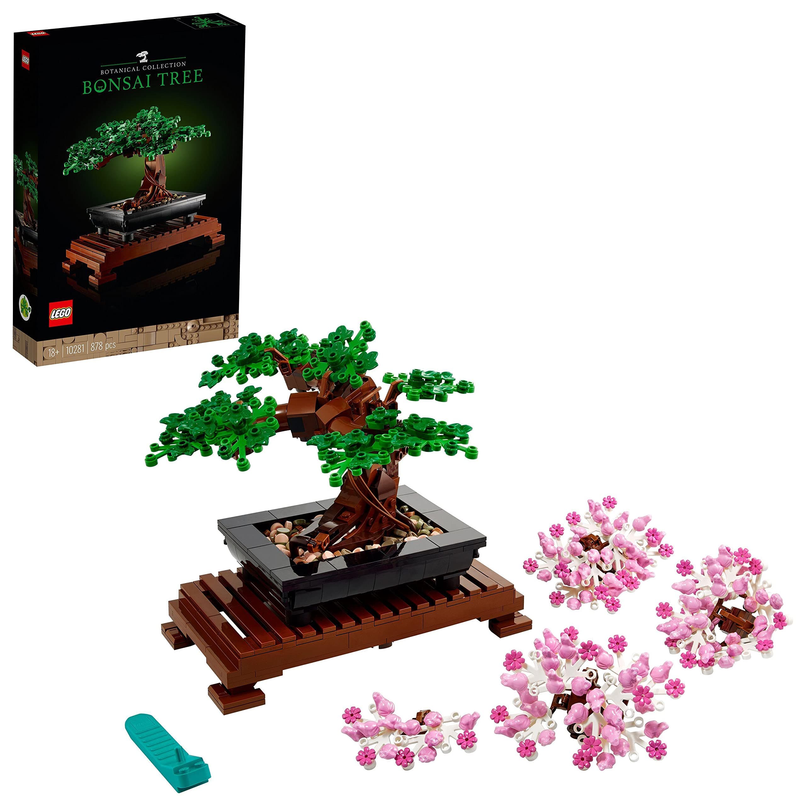 LEGO Botanicals Bonsai Tree - Faux Plant for Adults - Home Décor Set - Gift for Mother's Day with Artificial Cherry Blossom Flowers - DIY Building Projects - Botanical Collection - 10281