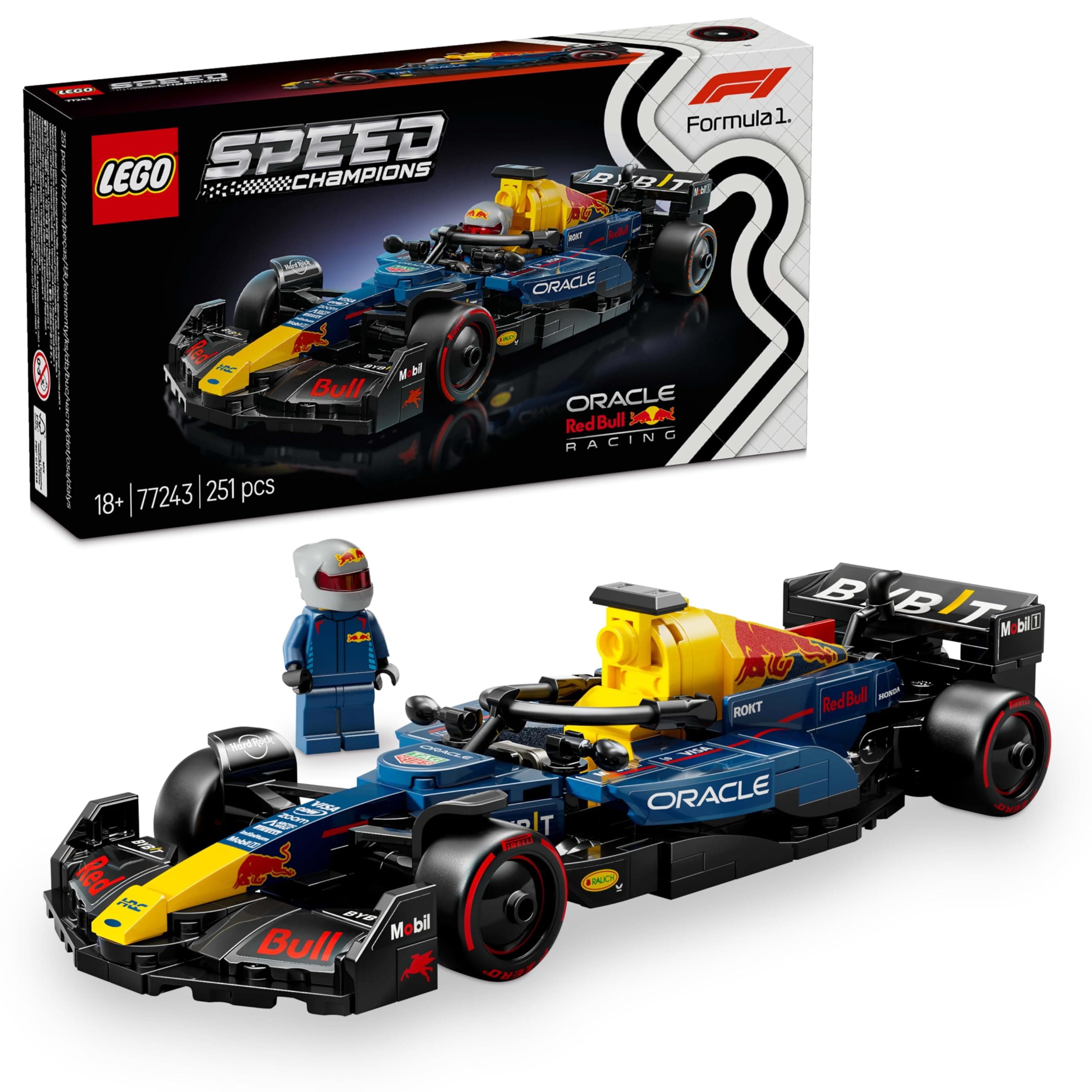 LEGO Speed Champions Oracle Red Bull Racing RB20 F1 Race Car Model with a Collectible Formula 1 Driver Minifigure - Display Set for Adult Motorsport & Racing Fans 77243