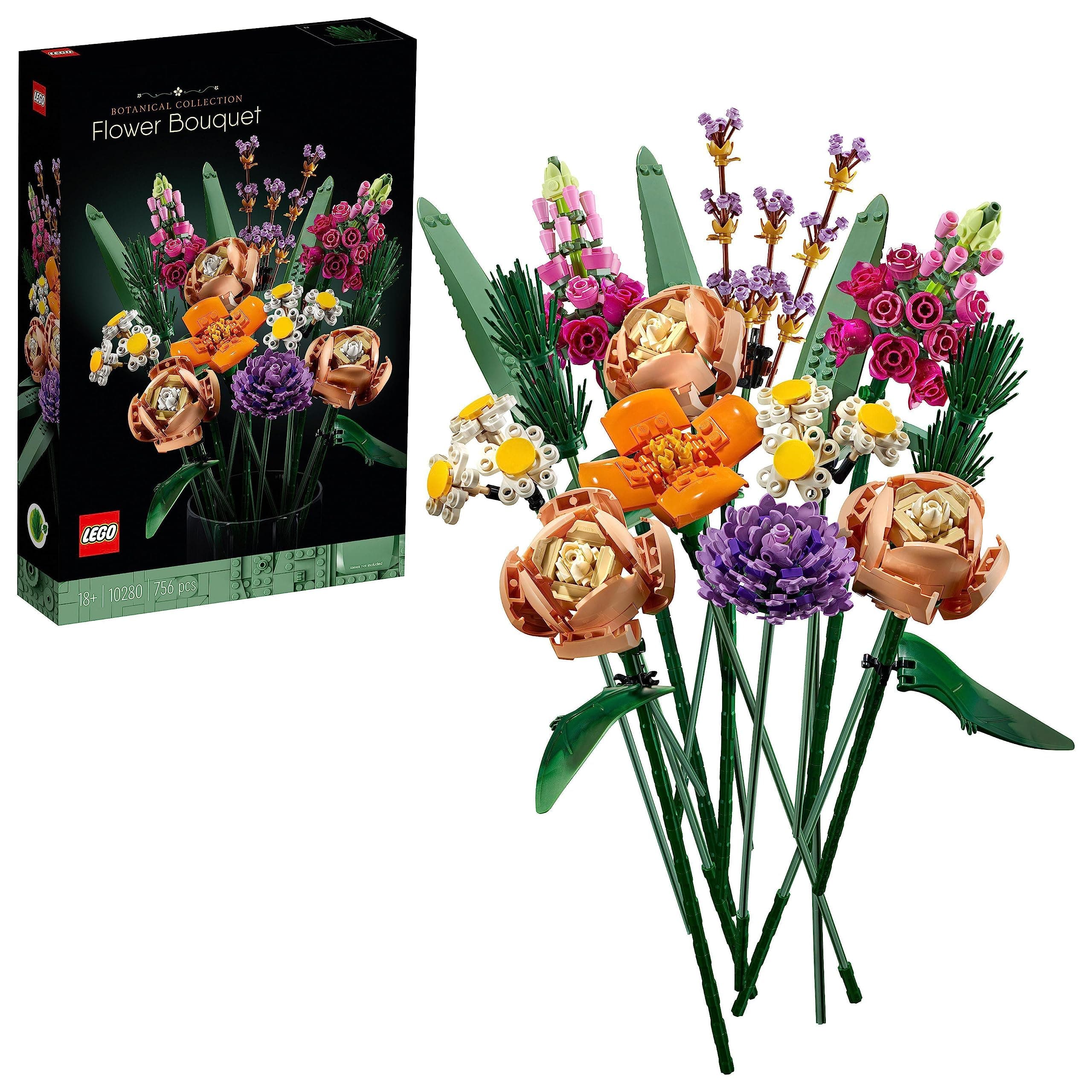 LEGO Botanicals Flower Bouquet - Artificial Flowers Set for Adults incl. Roses, Snapdragons, Poppies, Asters & Daisies - Home Decor Gift Idea for Women and Men - Botanical Collection - 10280