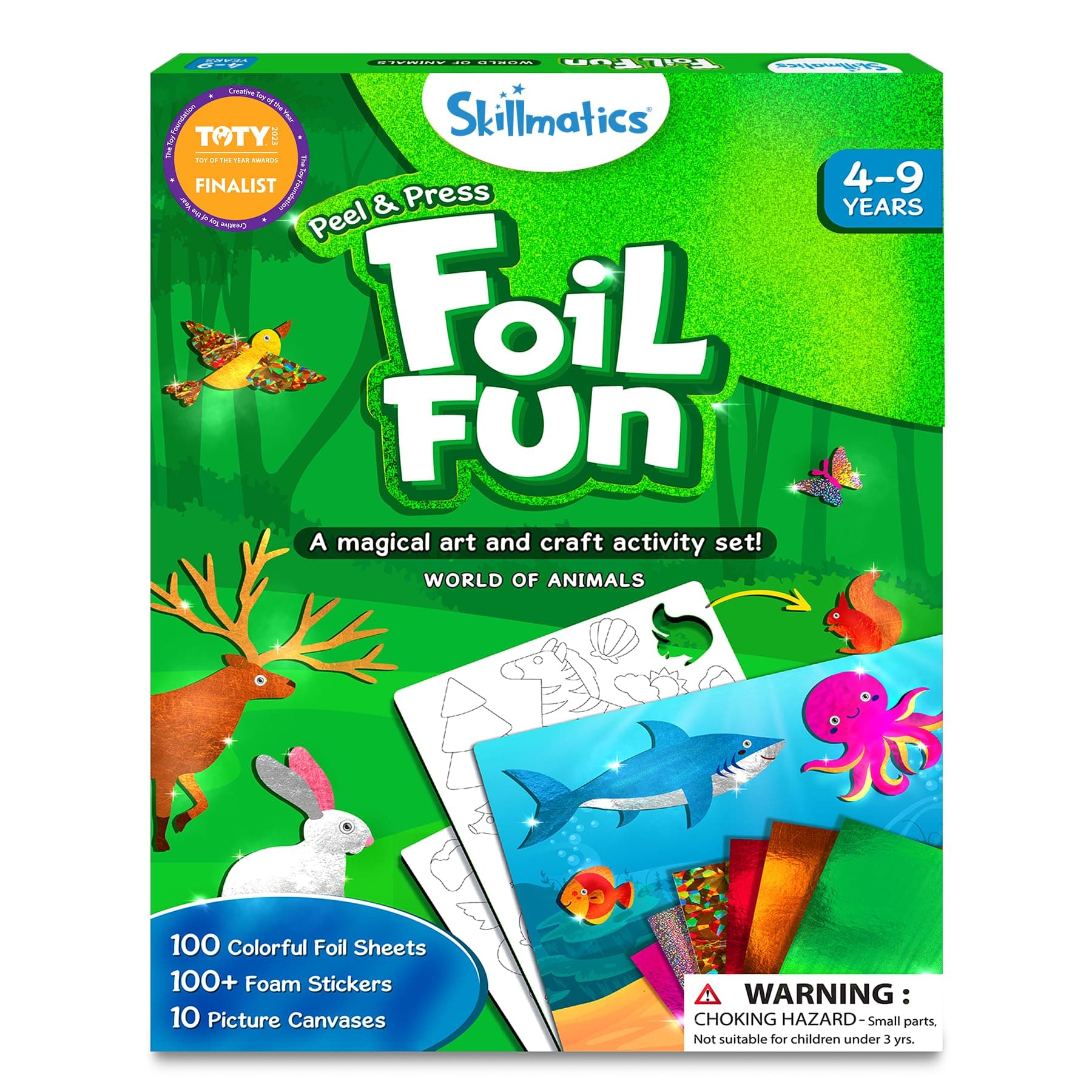 Skillmatics Foil Fun - Animals, No Mess Art for Kids, Travel Toys, Craft Kits, DIY Creative Activity, Gifts for Boys & Girls Ages 4, 5, 6, 7, 8, 9