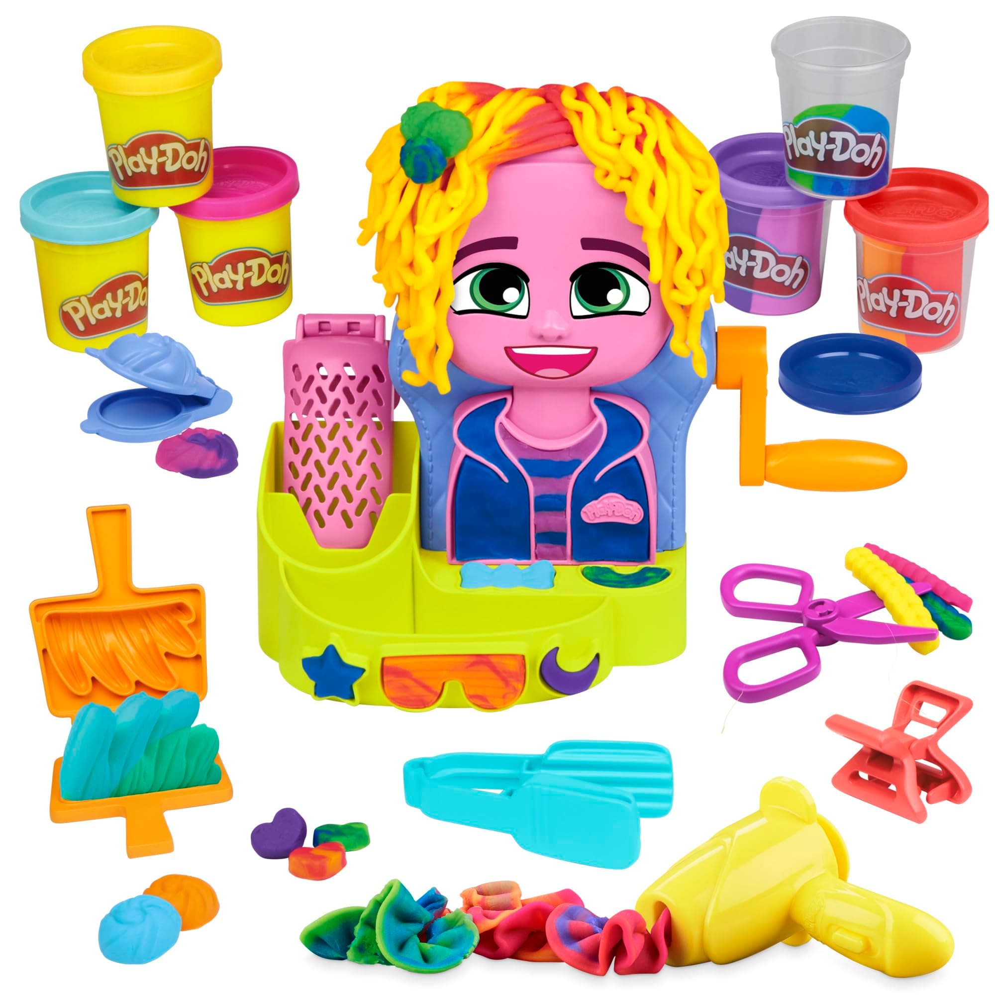Play-Doh Hair Stylin' Salon Playset with 6 Cans, Pretend Play Toys, Ages 3+