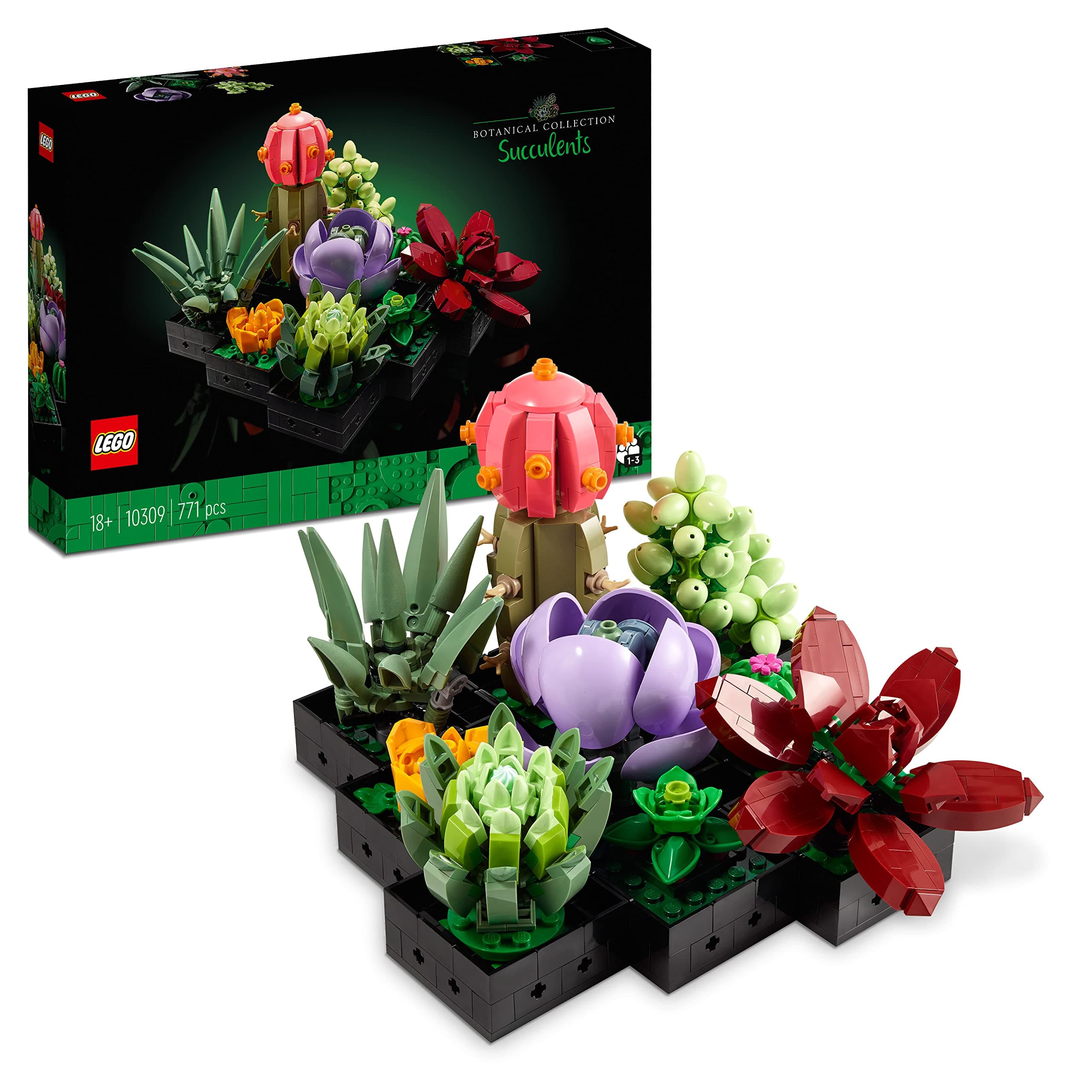 LEGO Botanicals Succulents - Build 9 Small Artificial Plants - DIY Gifts for Mothers - Home or Office Desk Décor Building Set For Adults - Botanical Collection - 10309